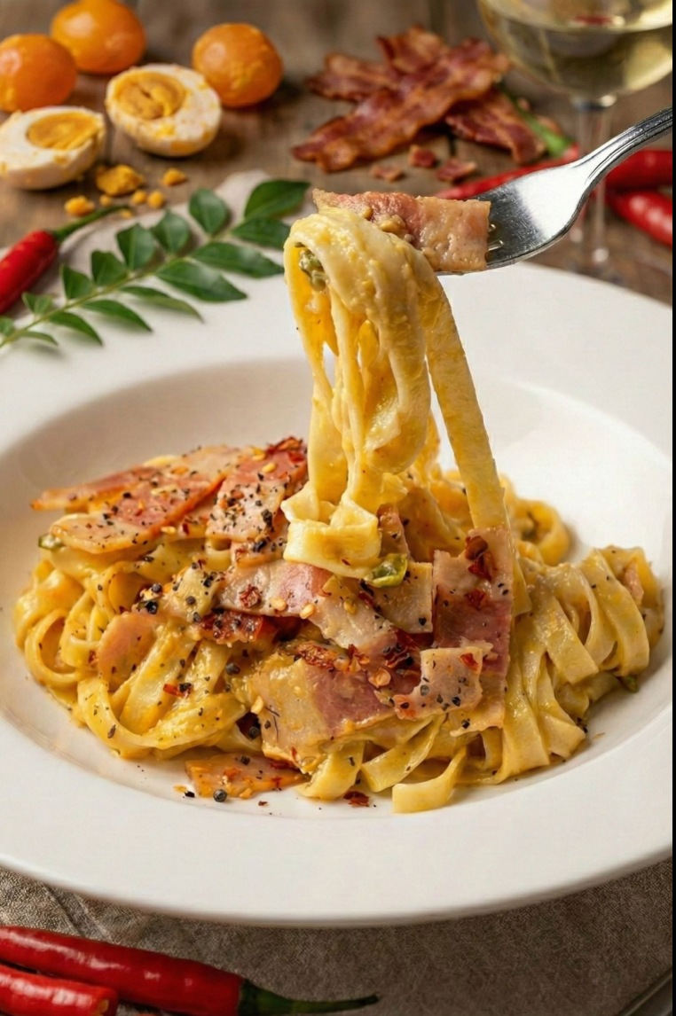Singapore Salted Egg Pasta with Real Turkey Meat